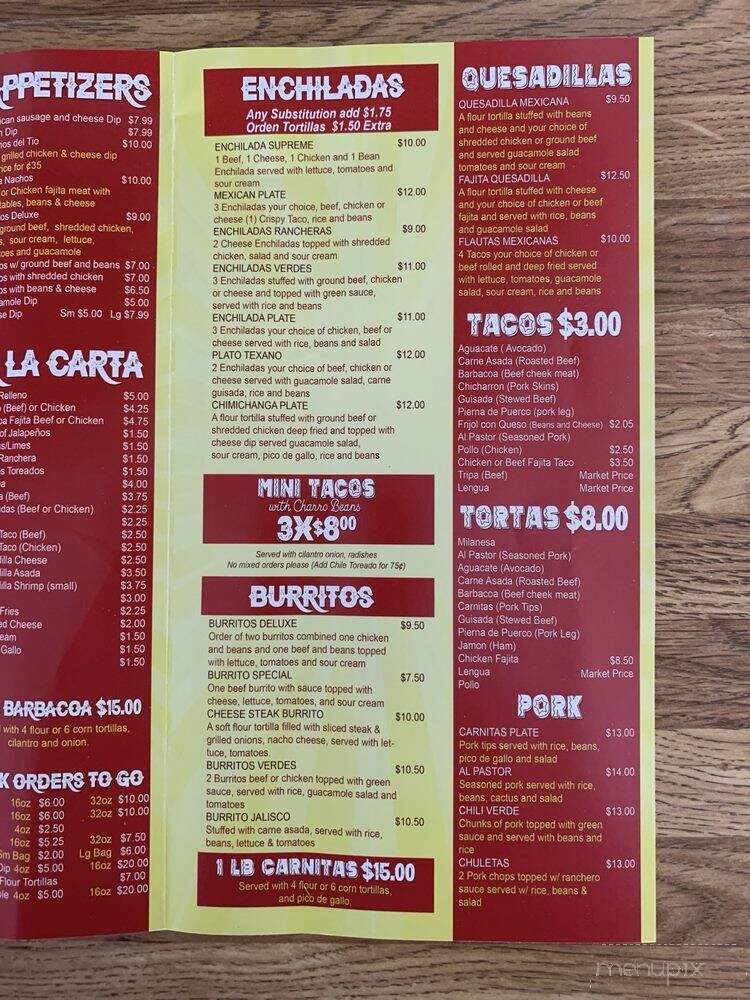 La Perla Tapatia - Dublin, TX menu_pic