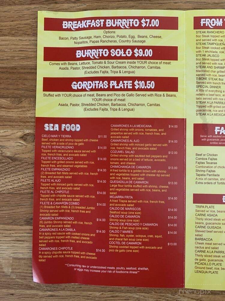 La Perla Tapatia - Dublin, TX menu_pic