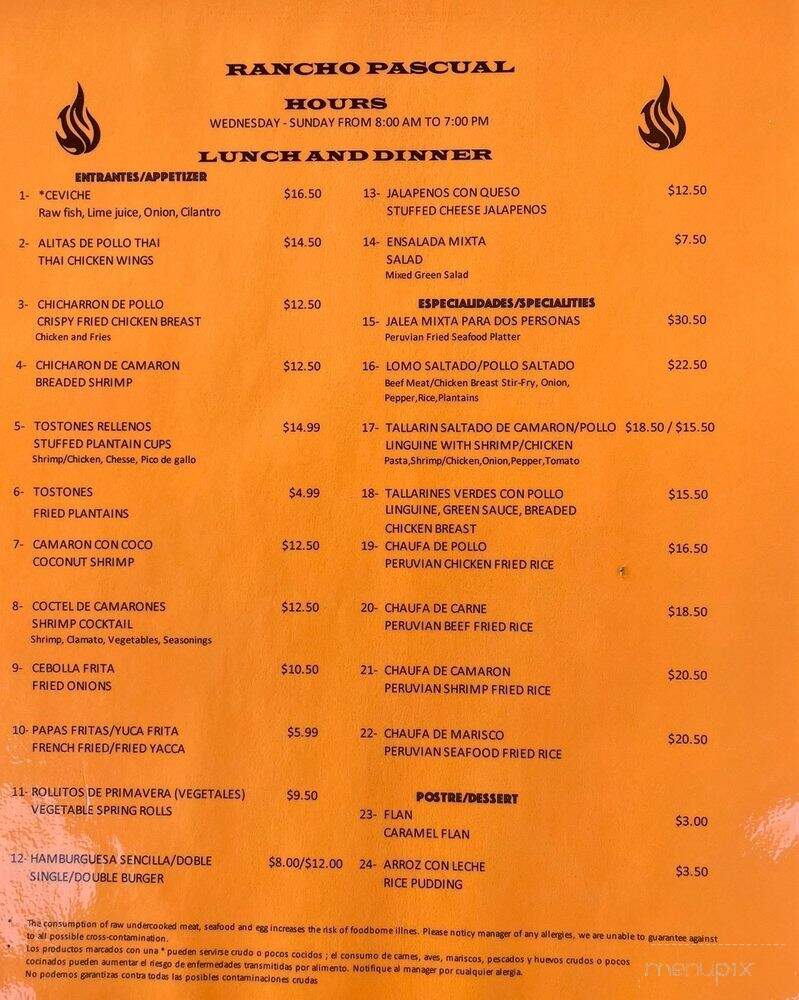 Rancho Pascual - Key Largo, FL menu_pic