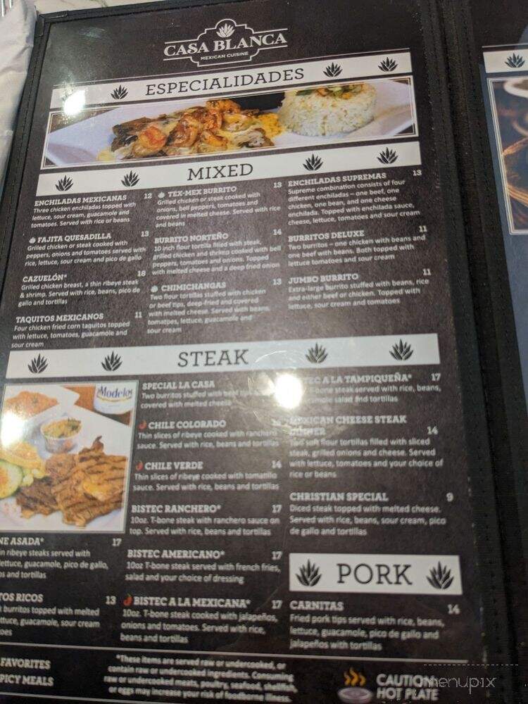 Casa Blanca Mexican Cuisine - Winston-Salem, NC menu_pic