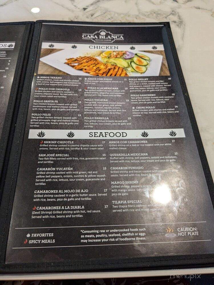 Casa Blanca Mexican Cuisine - Winston-Salem, NC menu_pic
