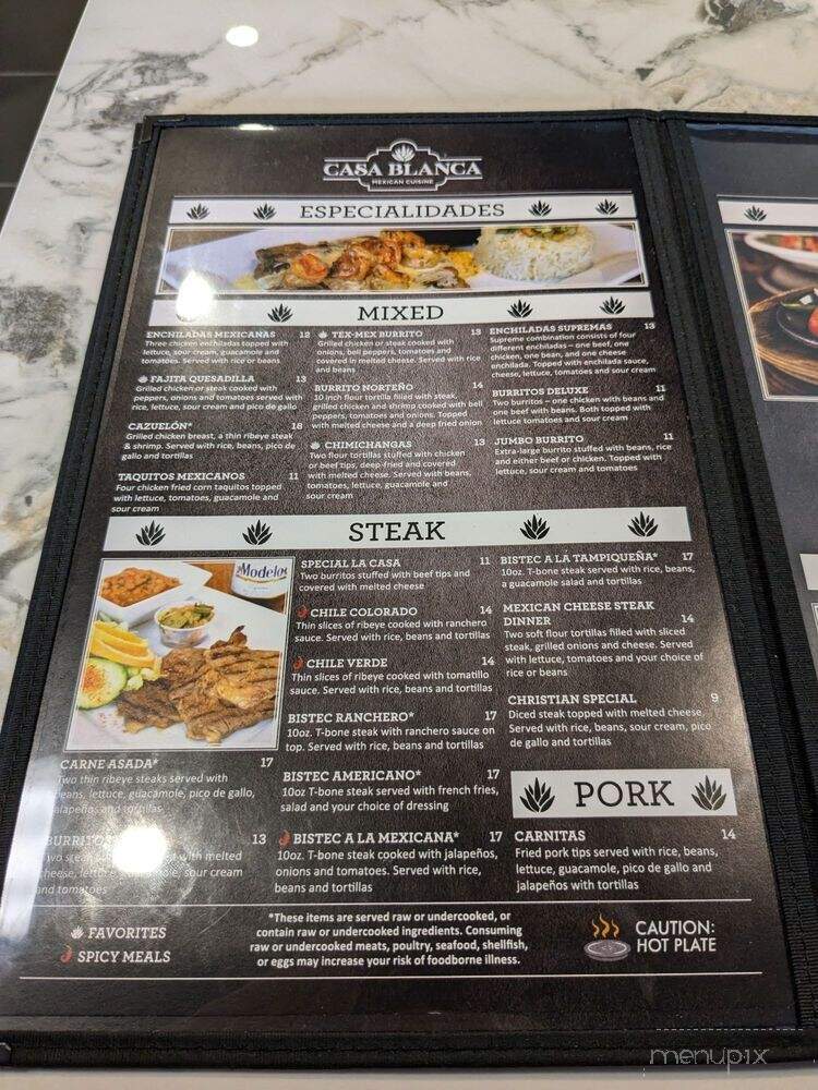 Casa Blanca Mexican Cuisine - Winston-Salem, NC menu_pic
