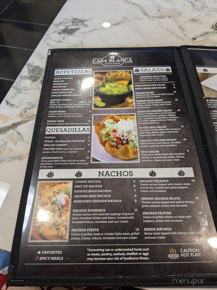 Casa Blanca Mexican Cuisine - Winston-Salem, NC menu_pic