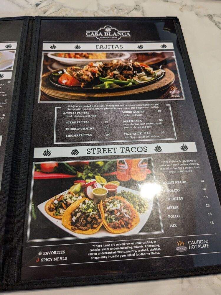 Casa Blanca Mexican Cuisine - Winston-Salem, NC menu_pic