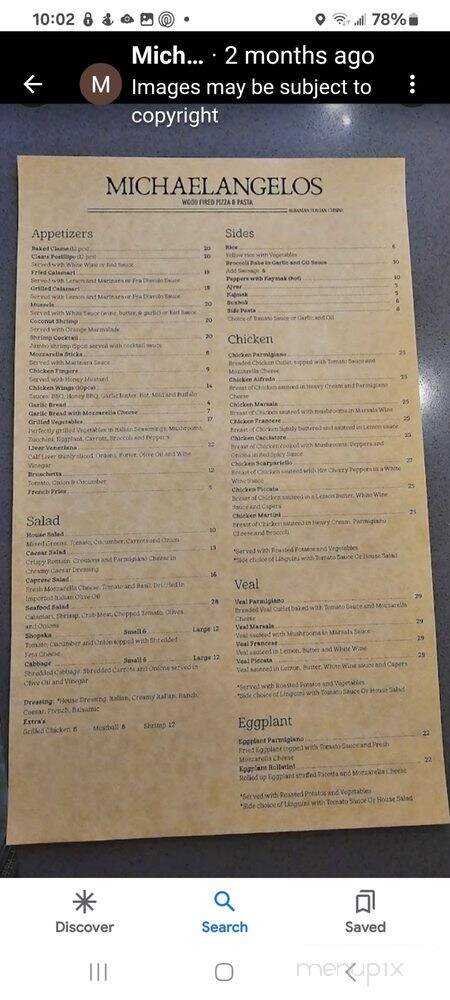 Michael Angelos - New York, NY menu_pic