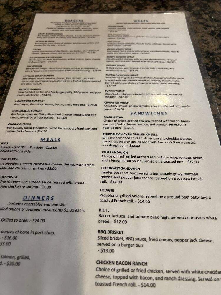 The Hideout - Morris, IL menu_pic