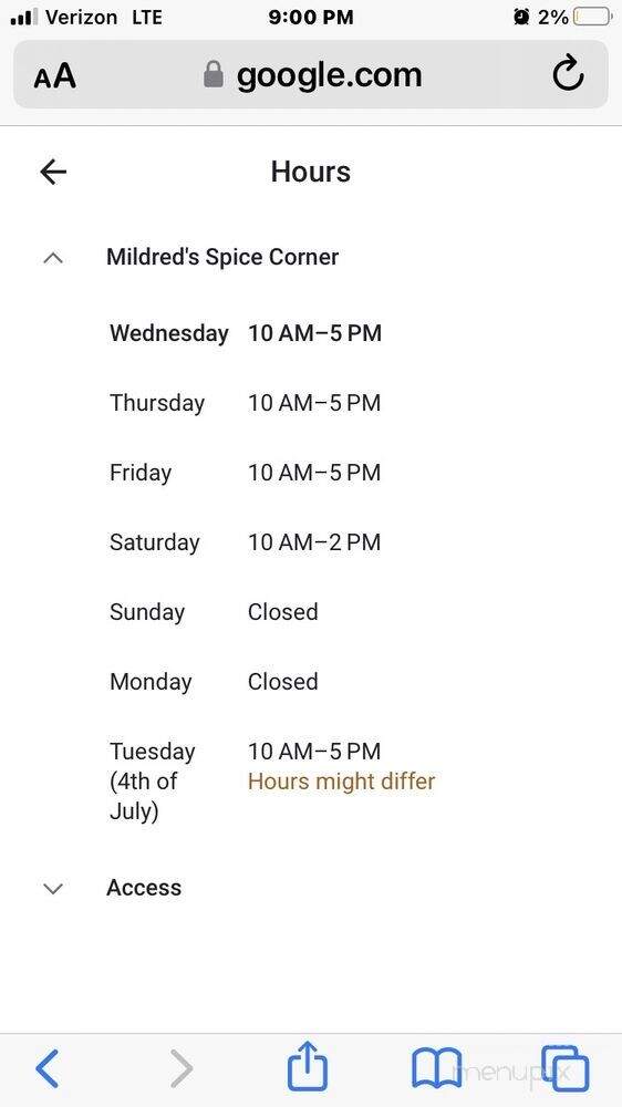 Mildred's Spice Corner - Pocahontas, AR menu_pic