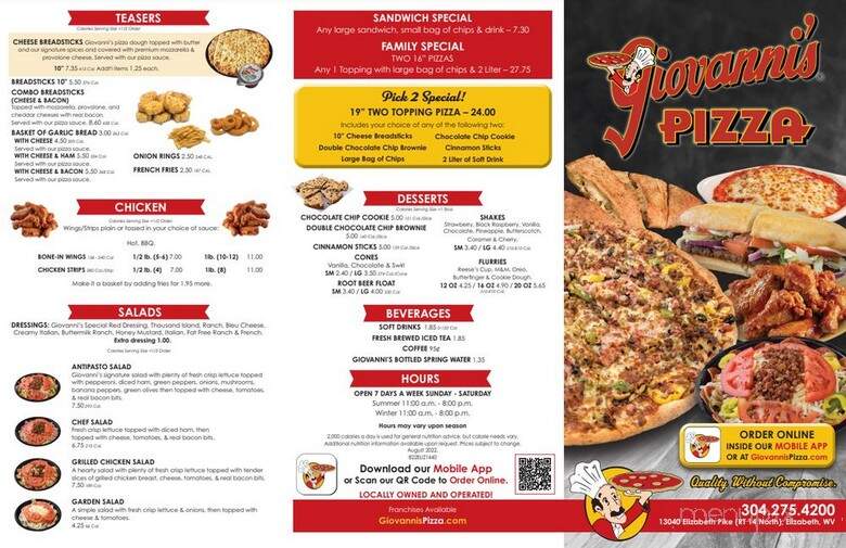 Giovanni's Pizza - Elizabeth, WV menu_pic