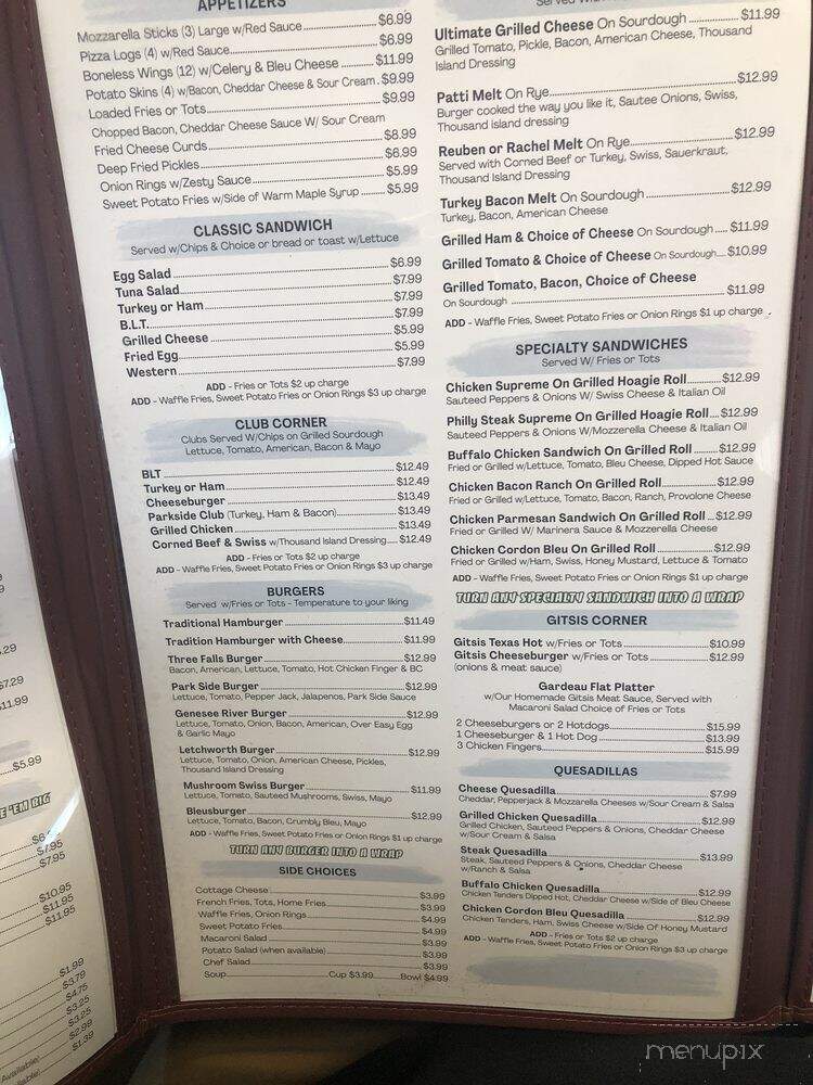 Parkside Diner - Castile, NY menu_pic