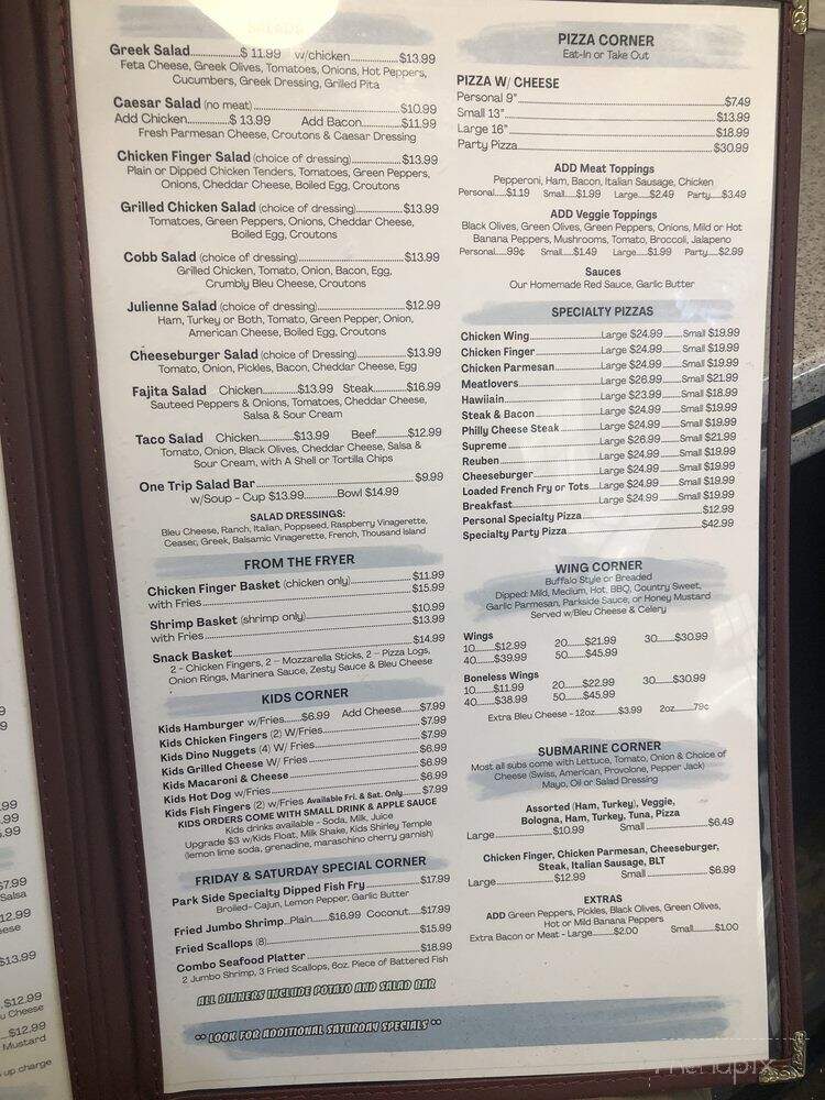Parkside Diner - Castile, NY menu_pic