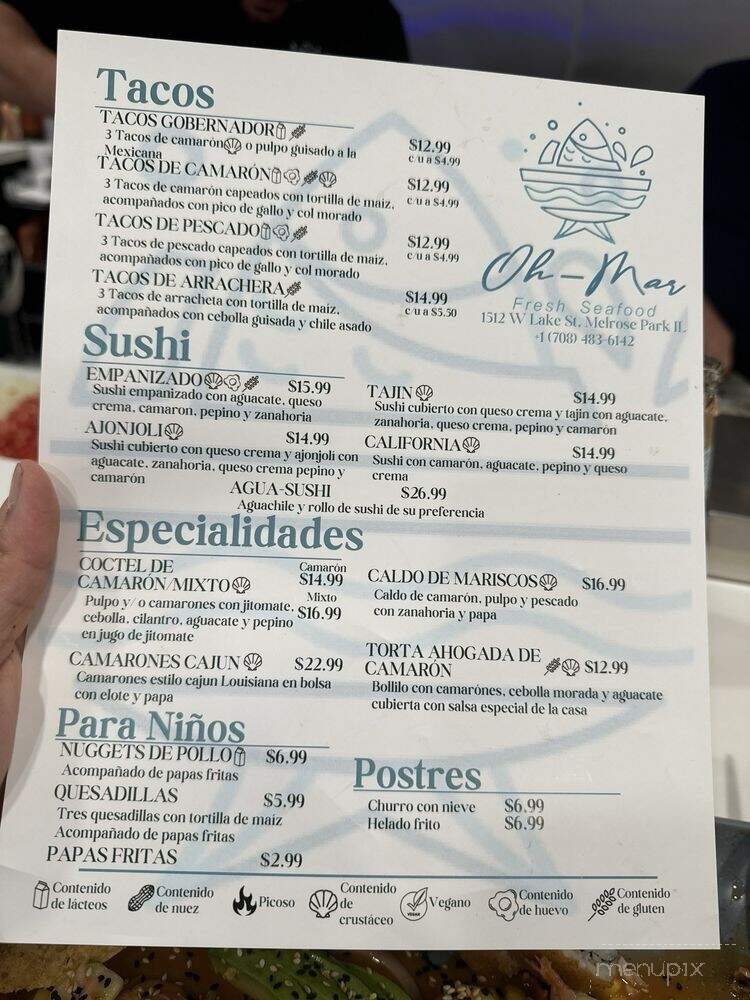 Oh-Mar Fresh Seafood - Melrose Park, IL menu_pic