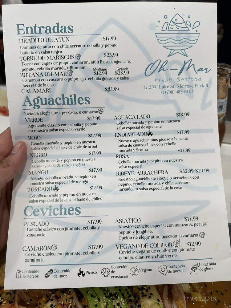 Oh-Mar Fresh Seafood - Melrose Park, IL menu_pic
