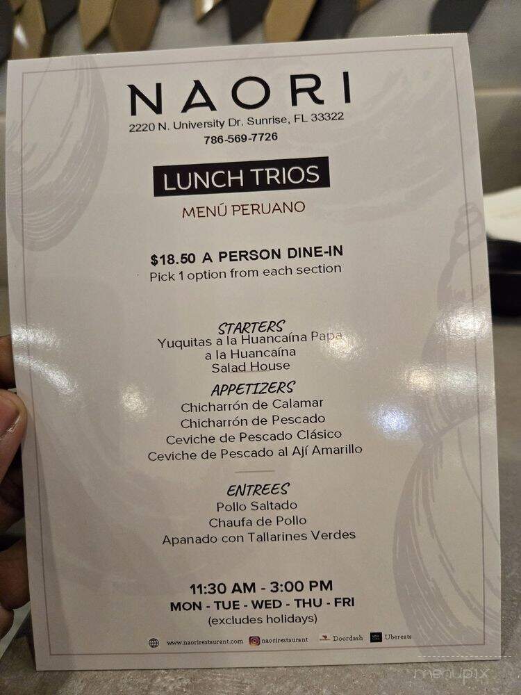 Naori - Sunrise, FL menu_pic