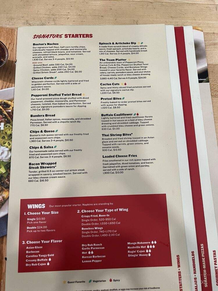Boston's Restaurant & Sports Bar - Midland, MI menu_pic