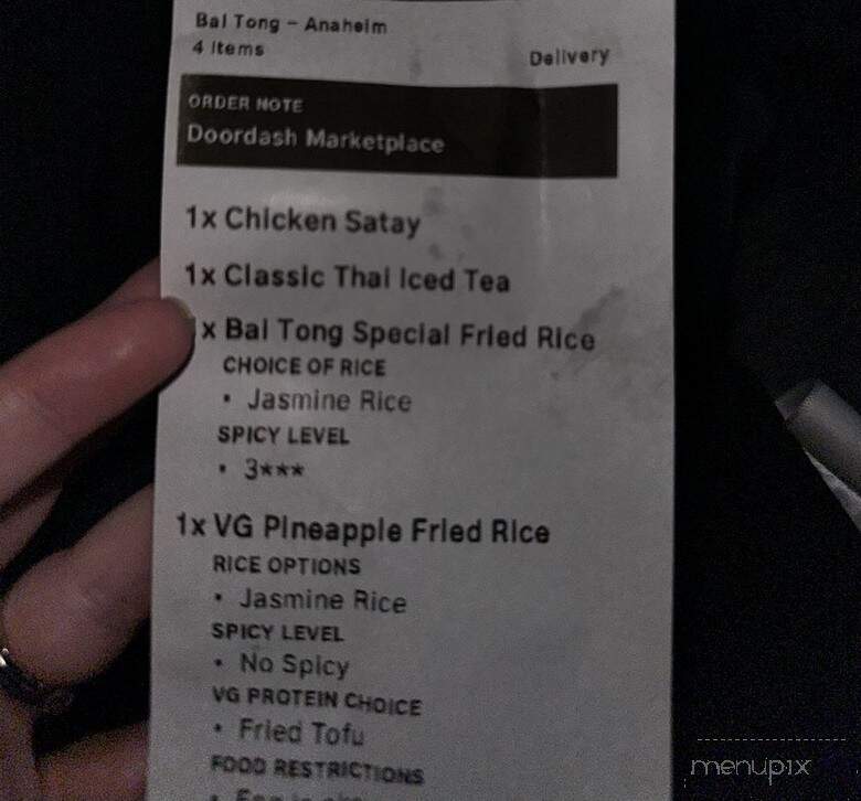 Bai Tong Thai Restaurant - Anaheim, CA menu_pic