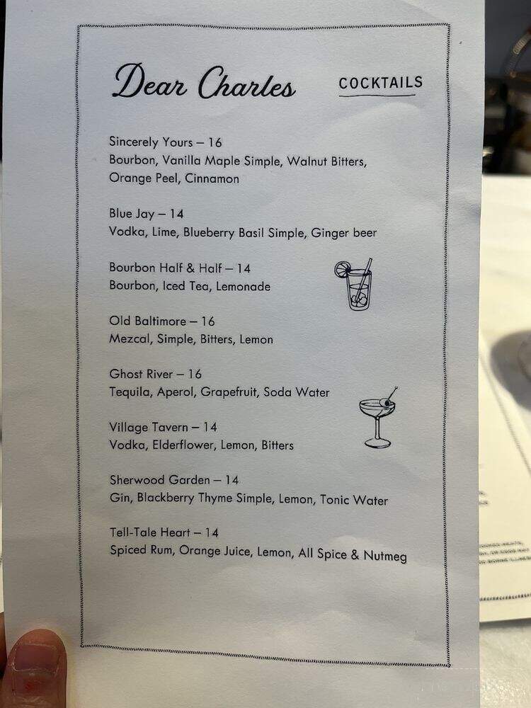 Dear Charles - Baltimore, MD menu_pic