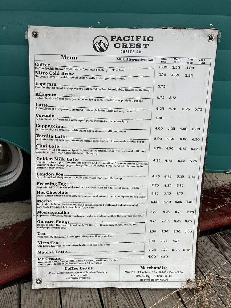 Pacific Crest Coffee Co - Tahoe City, CA menu_pic