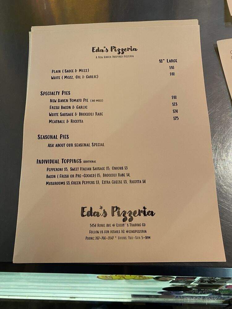 Eda's Pizzeria - Philadelphia, PA menu_pic