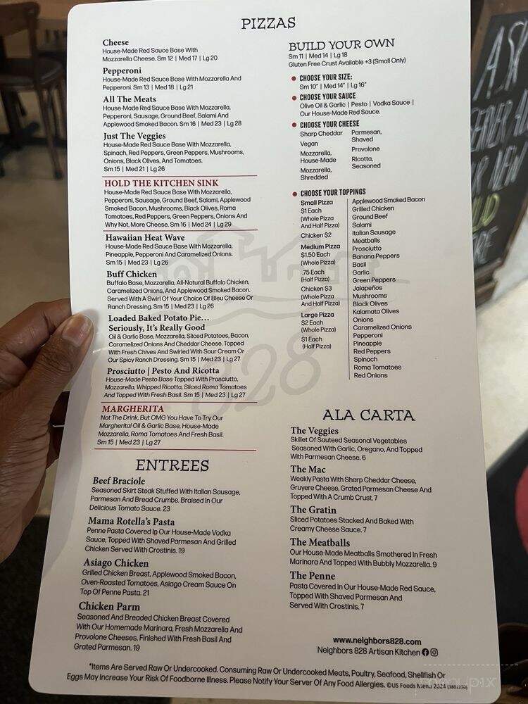 Neighbors 828 - Sherrills Ford, NC menu_pic