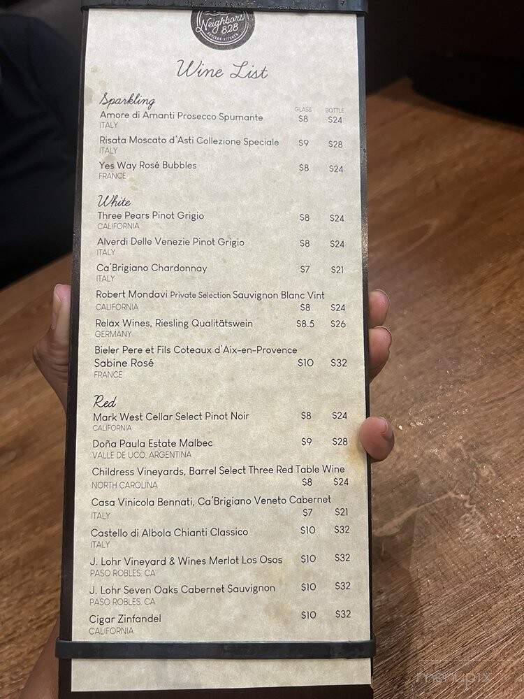 Neighbors 828 - Sherrills Ford, NC menu_pic