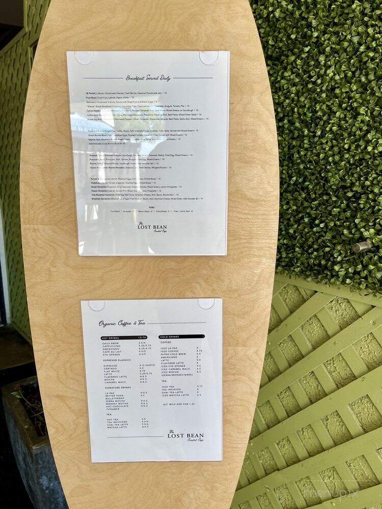 The Lost Bean Coastal Cafe - Laguna Beach, CA menu_pic