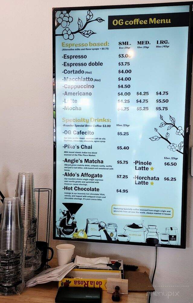 OG Coffee - Seattle, WA menu_pic