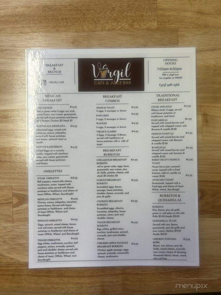 Virgil Cafe - Los Angeles, CA menu_pic