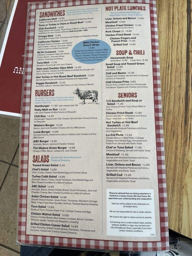 The Red Hen Cafe - Helendale, CA menu_pic