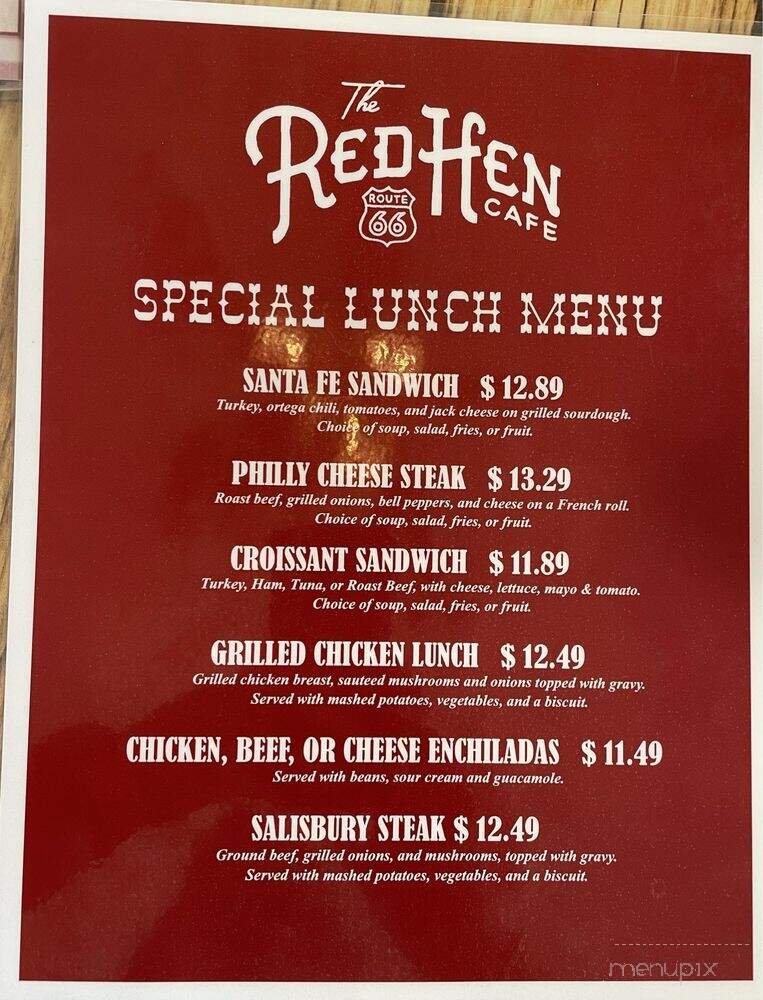 The Red Hen Cafe - Helendale, CA menu_pic