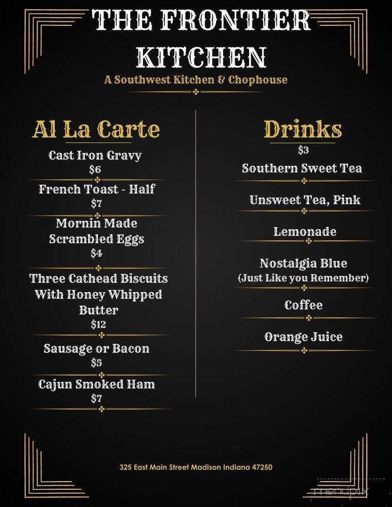 The Frontier Kitchen - Madison, IN menu_pic