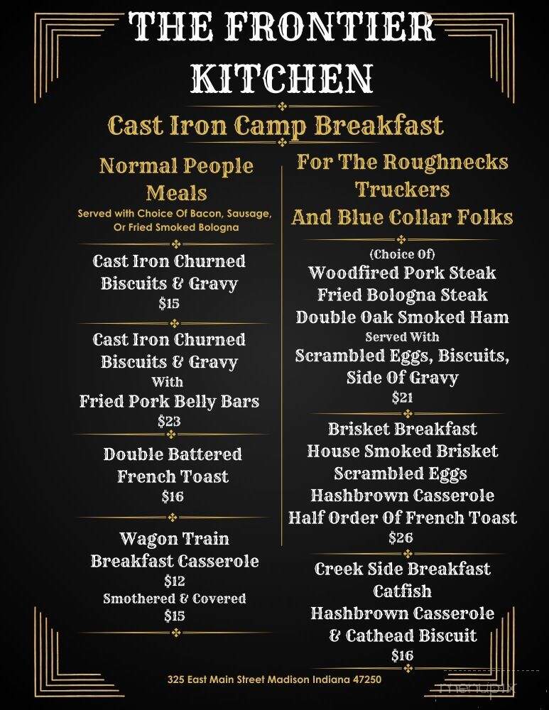 The Frontier Kitchen - Madison, IN menu_pic