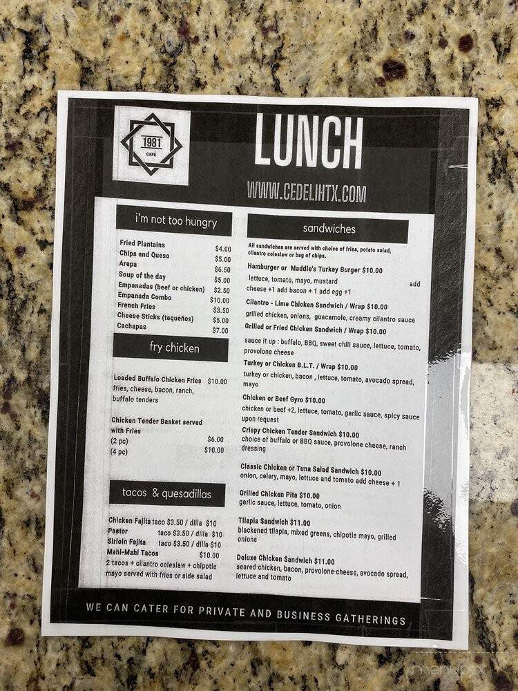 1981 Cafe - Houston, TX menu_pic