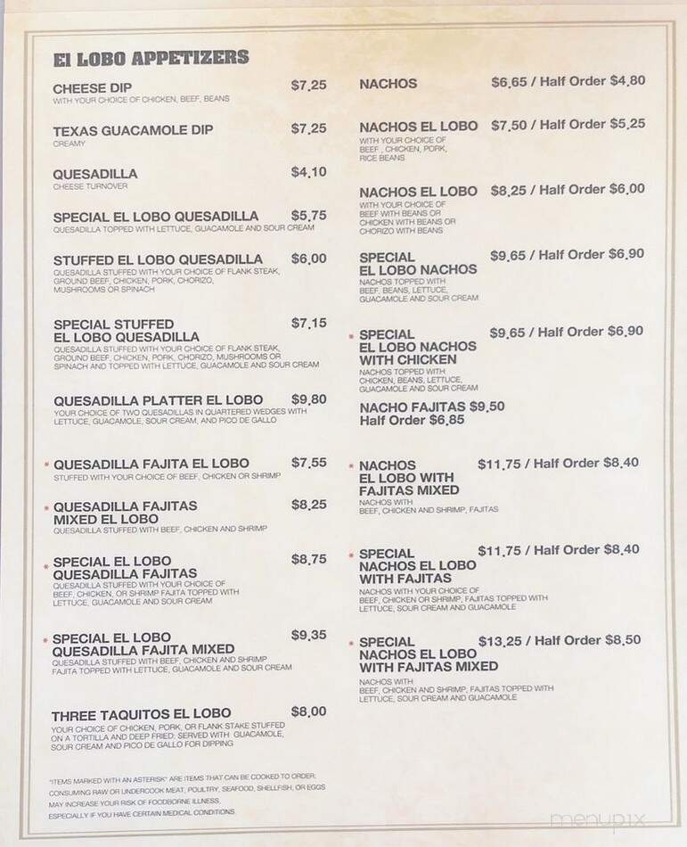 El Lobo Mexican Resturant - Duluth, GA menu_pic