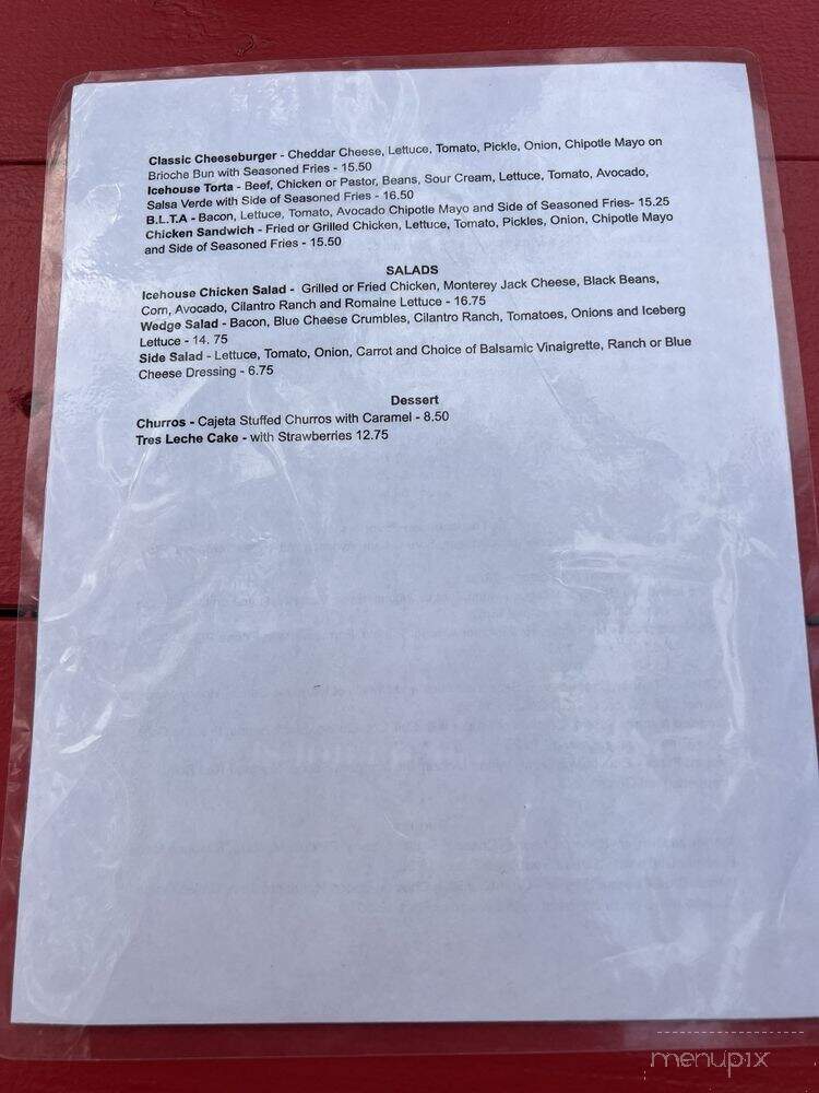 The Icehouse - Conroe, TX menu_pic