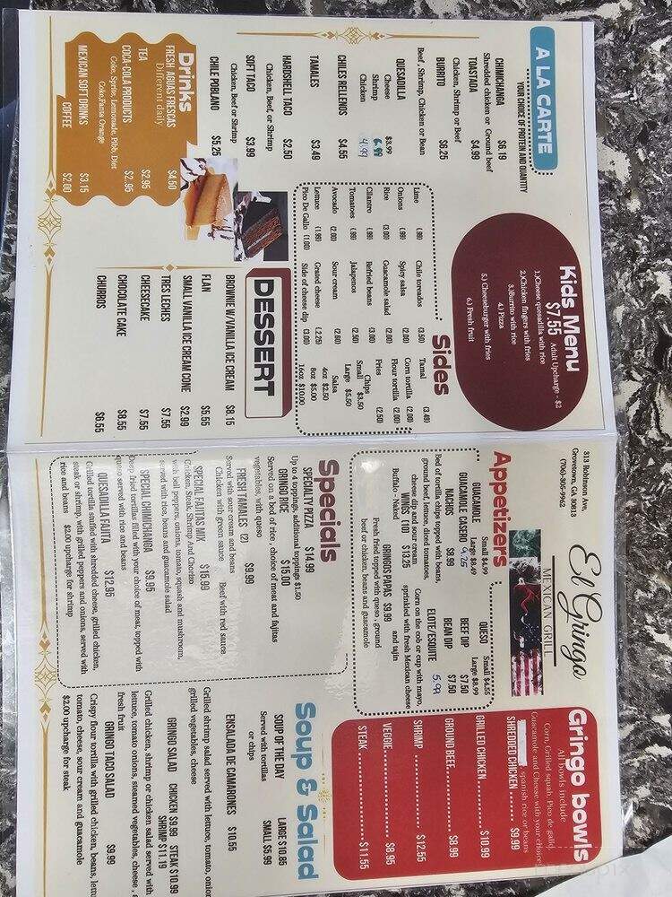 El Gringo Mexican Grille - Grovetown, GA menu_pic