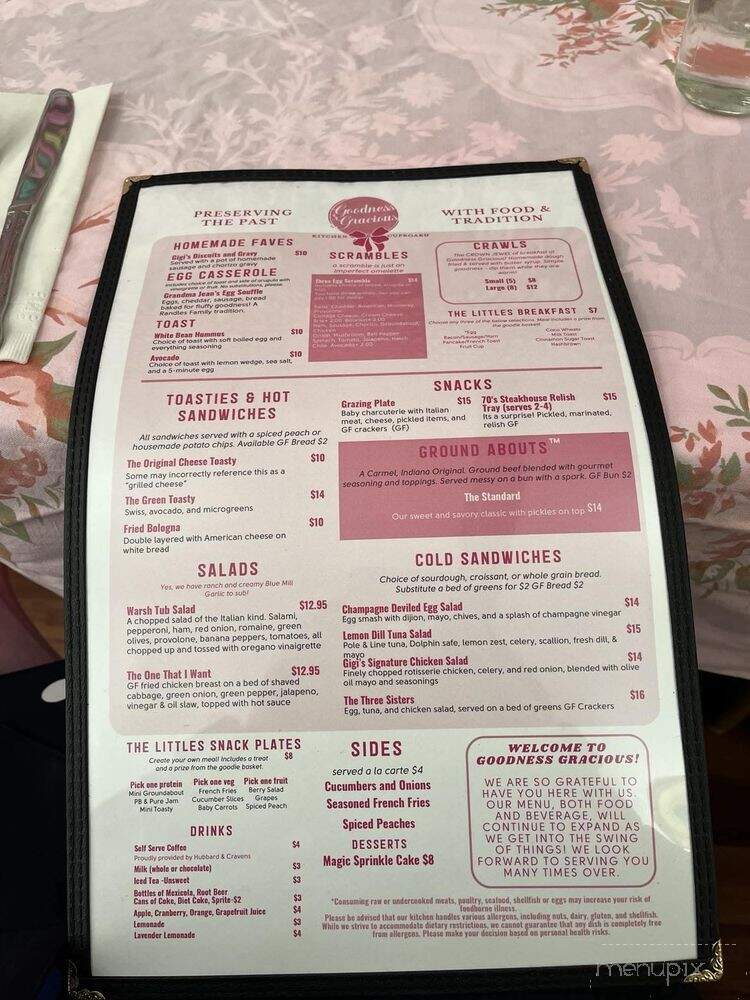 Goodness Gracious Kitchen & Cupboard - Carmel, IN menu_pic