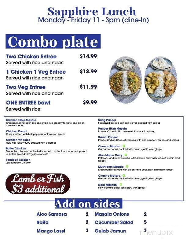 Sapphire - San Diego, CA menu_pic