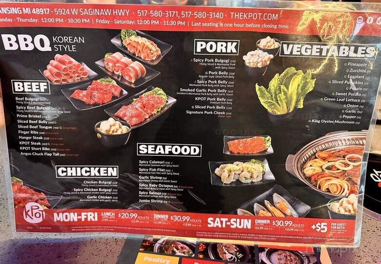 KPOT Korean BBQ & Hot Pot - Lansing, MI menu_pic