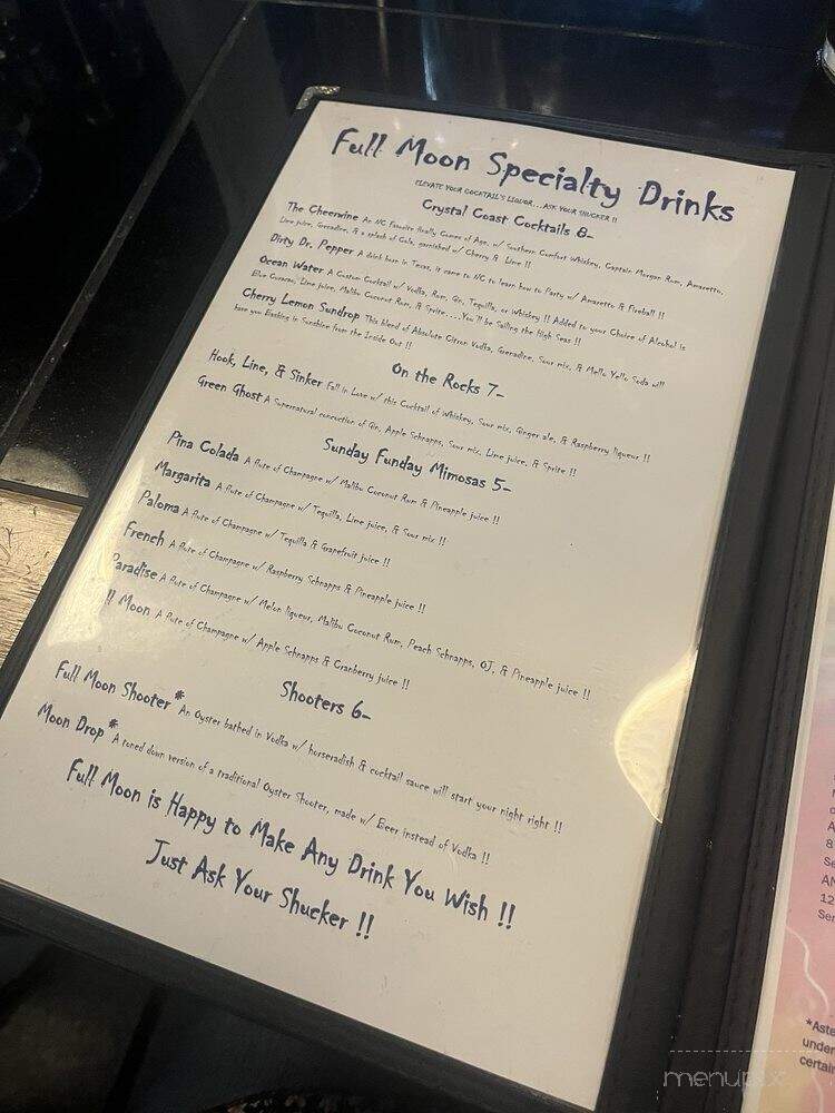 The Full Moon Oyster Bar - Asheboro, NC menu_pic