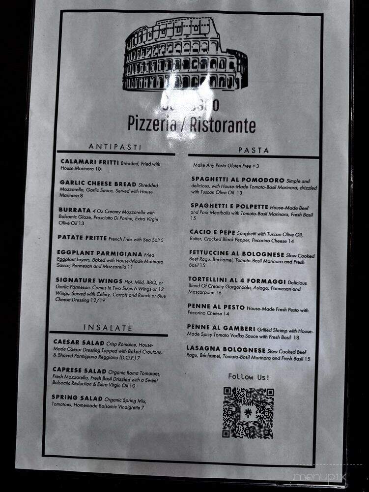 Colosseo Pizzeria - Fishers, IN menu_pic