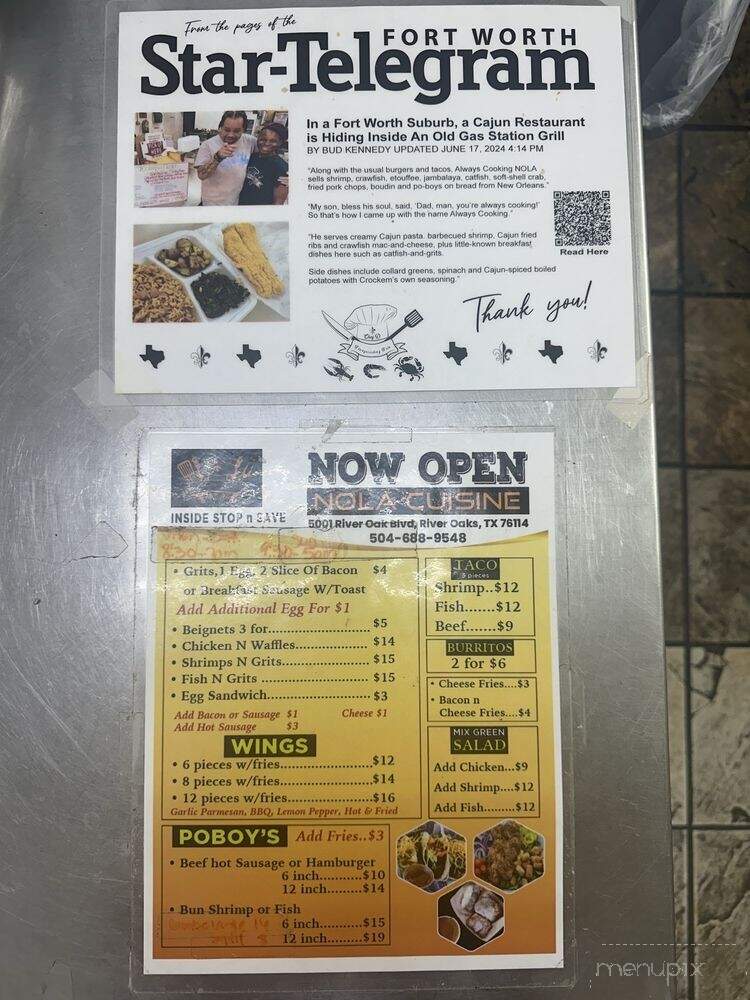 Always Cooking Nola - River Oaks, TX menu_pic