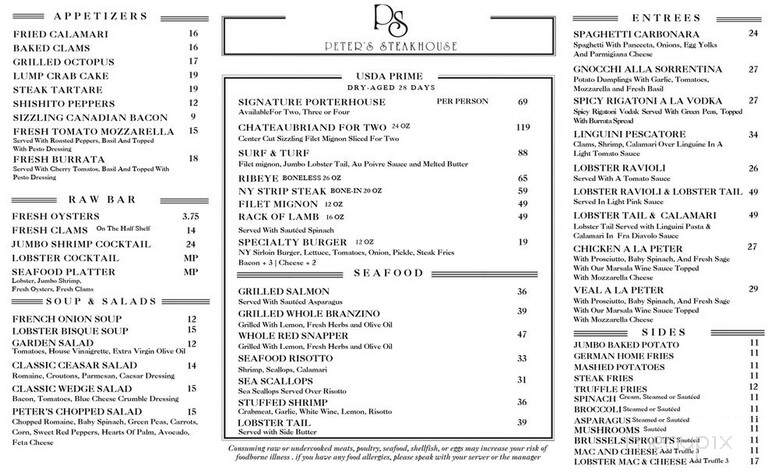Peter's Steakhouse - Eastchester, NY menu_pic