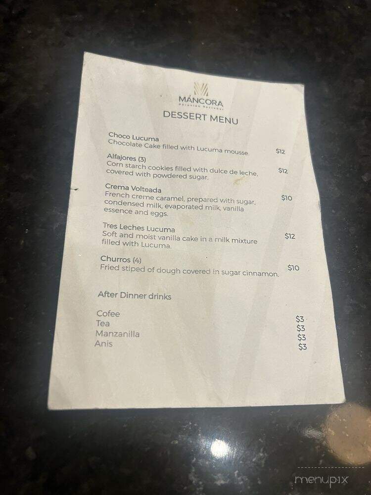 Mancora - Hartford, CT menu_pic