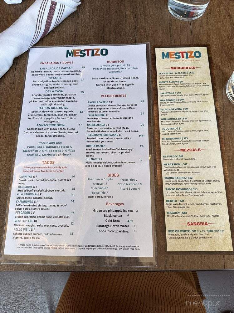 Mestizo Modern Mexican - Cambridge, MA menu_pic