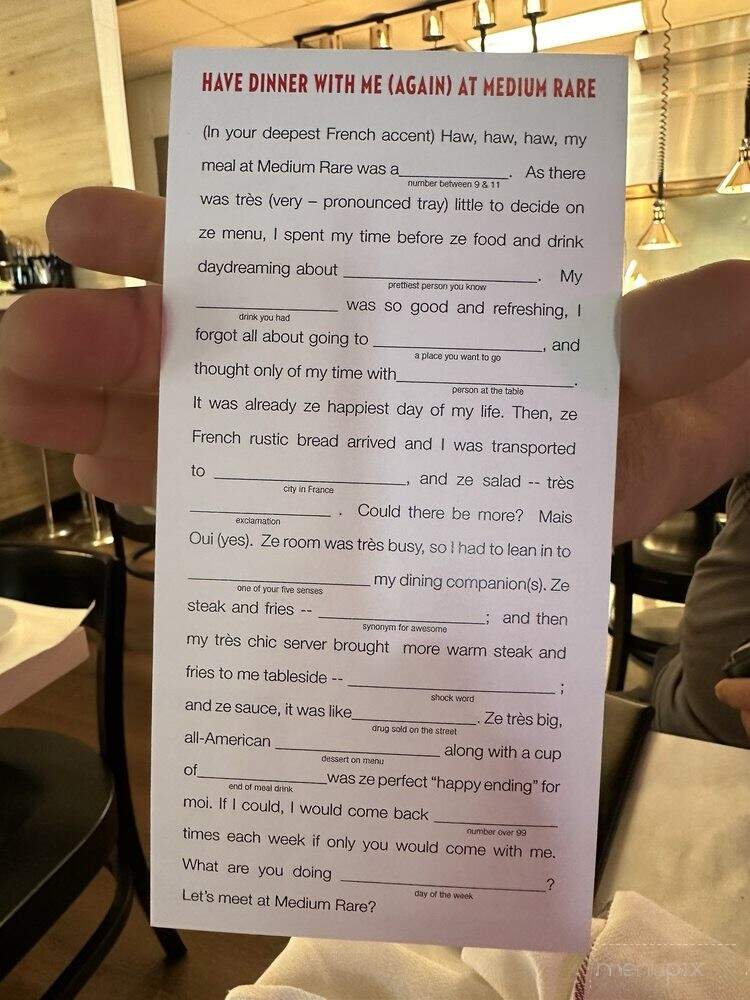 Medium Rare Dallas - Dallas, TX menu_pic