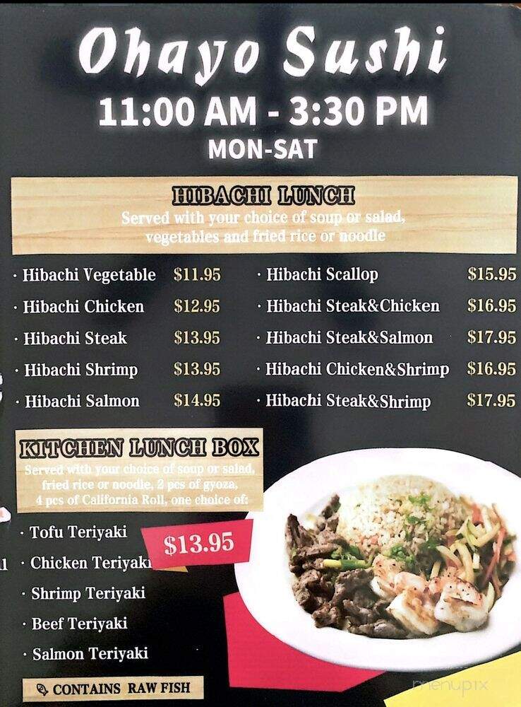 Ohayo Sushi - Lewisville, TX menu_pic