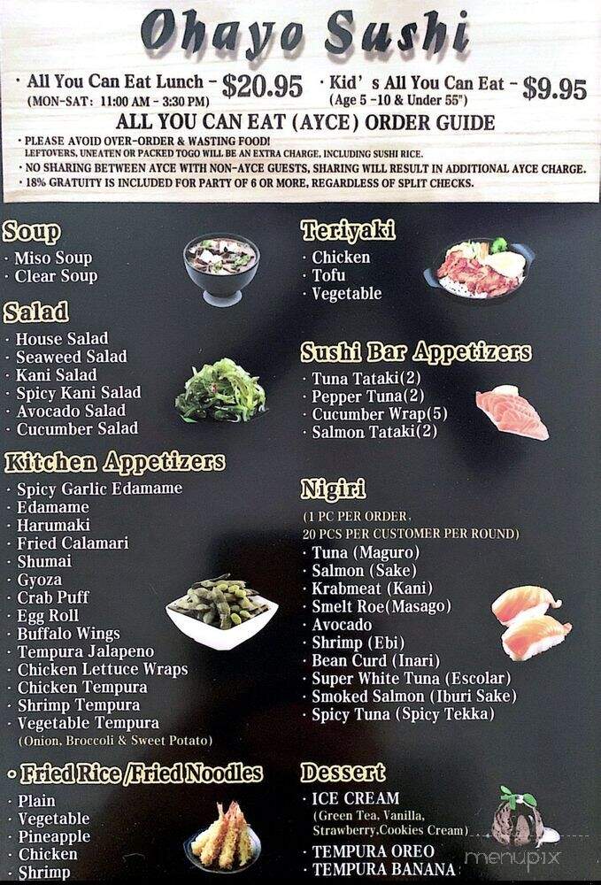 Ohayo Sushi - Lewisville, TX menu_pic