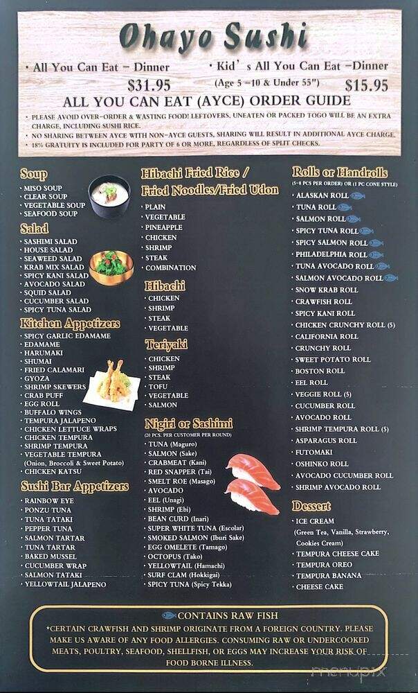 Ohayo Sushi - Lewisville, TX menu_pic