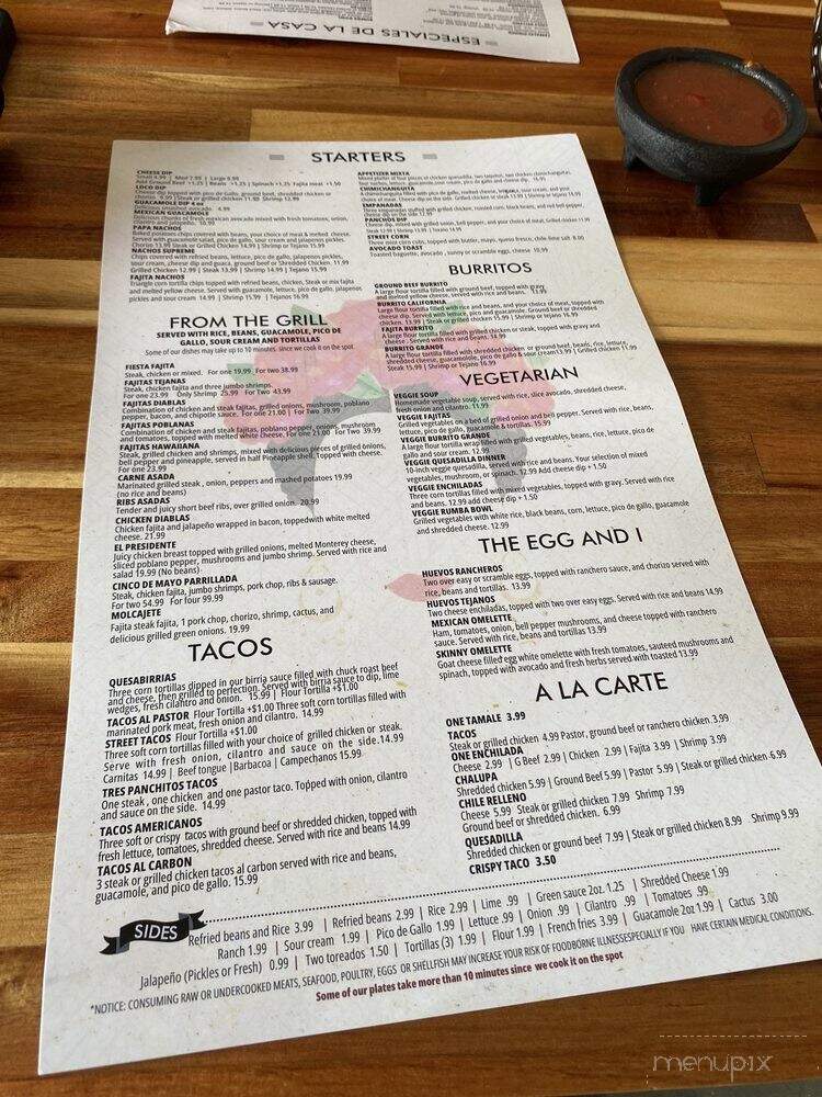 Frida's Cocina & Cantina - Mountain Brook, AL menu_pic