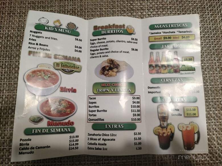 Tacos El Jalisciense - San Jose, CA menu_pic